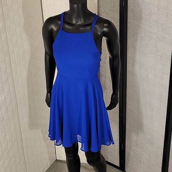 LULUS GOOD DEEDS ROYAL LACE UP STRAPLESS MINI DRESS - Picture 13 of 14